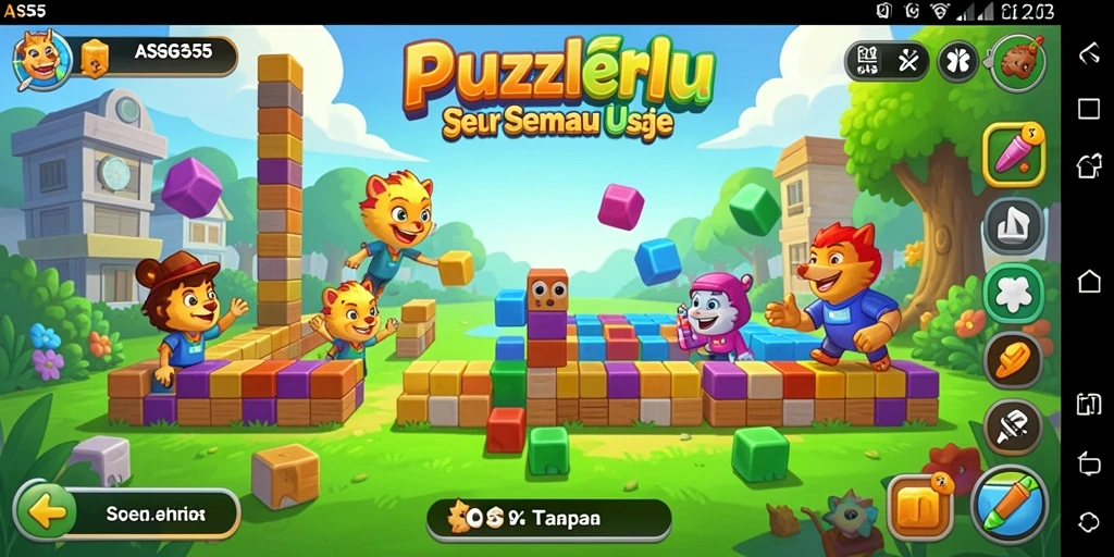 Tampilan gameplay ASG55 yang menarik dan penuh warna.