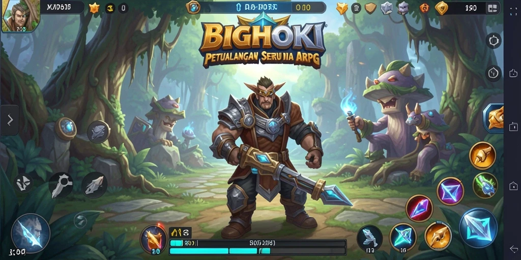 Tangkapan layar gameplay seru dalam BIGHOKI yang menampilkan pertarungan epik.