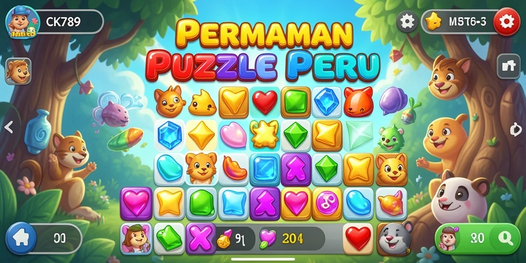 Screenshot gameplay CK789 menampilkan aksi mencocokkan item Match-3 yang seru.