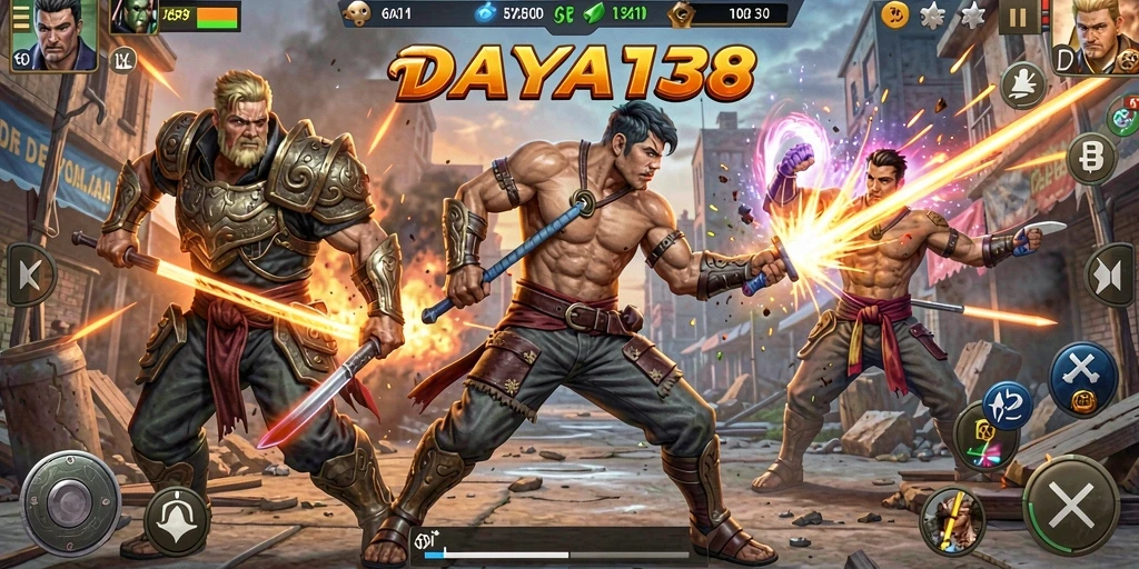 Screenshot utama DAYA138 dengan aksi pertarungan yang intens.