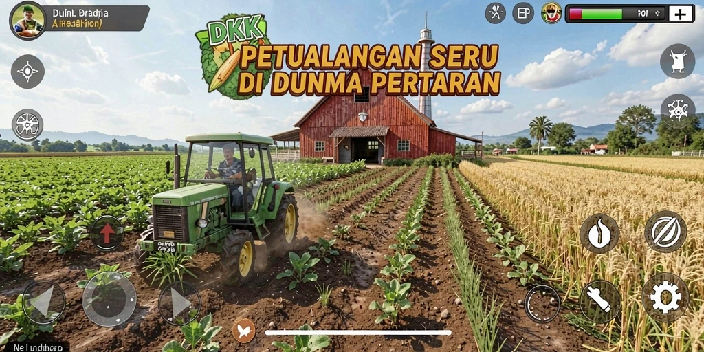 Screenshot DKK menampilkan aktivitas bertani yang seru dan interaksi antarpemain.