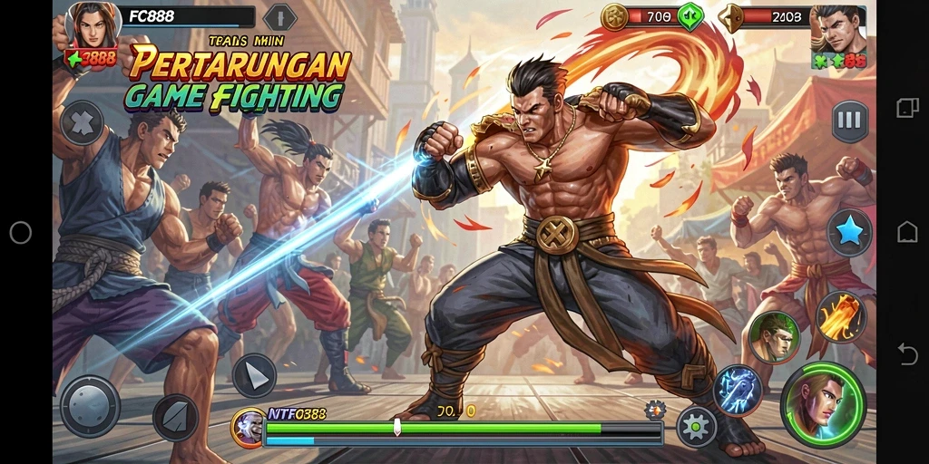 Tampilan gameplay FC888 yang menegangkan dalam pertarungan Fighting.
