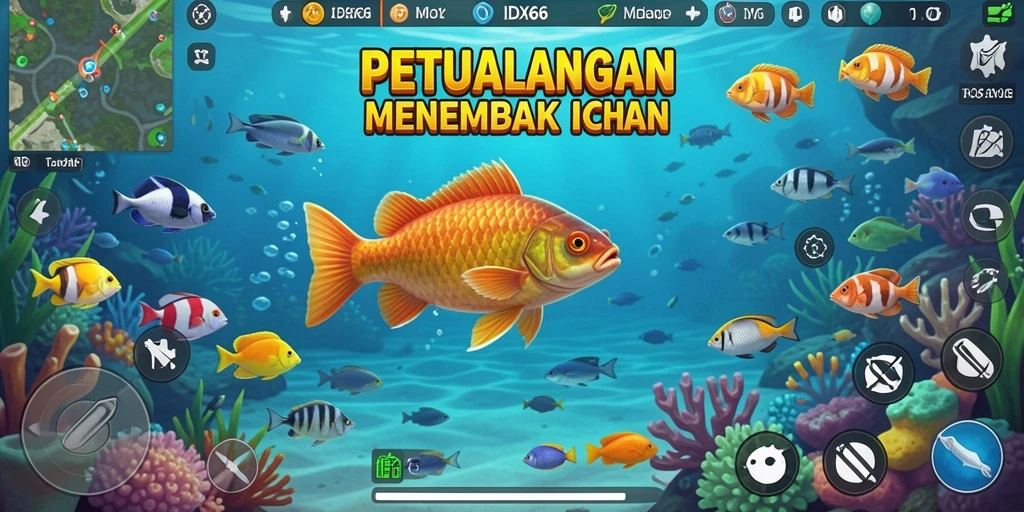 Screenshot gameplay IDX66 dengan aksi menembak ikan yang seru.