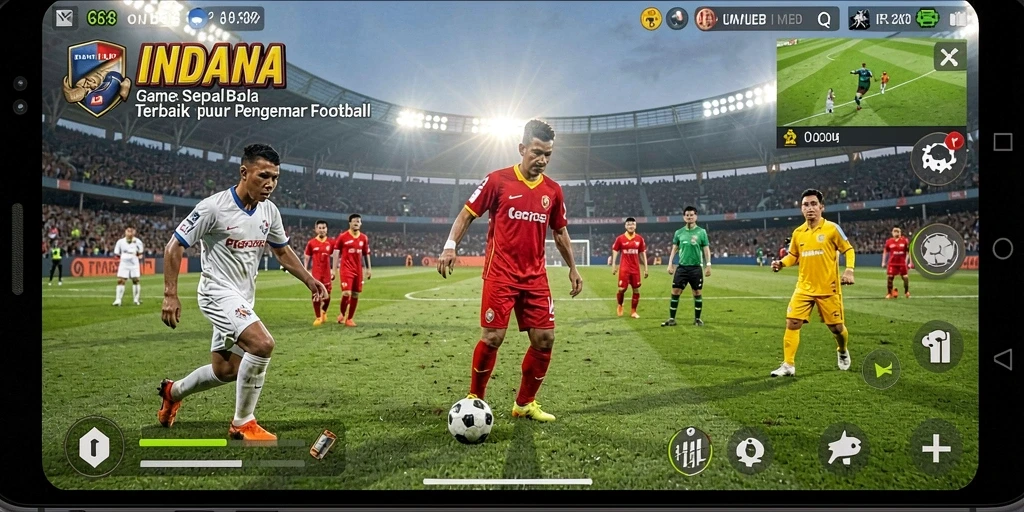 Gameplay seru dan strategi mendebarkan dalam permainan sepak bola.