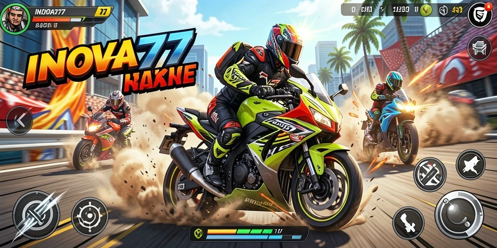 Gameplay seru balapan motor di INOVA77 dengan grafis menakjubkan.