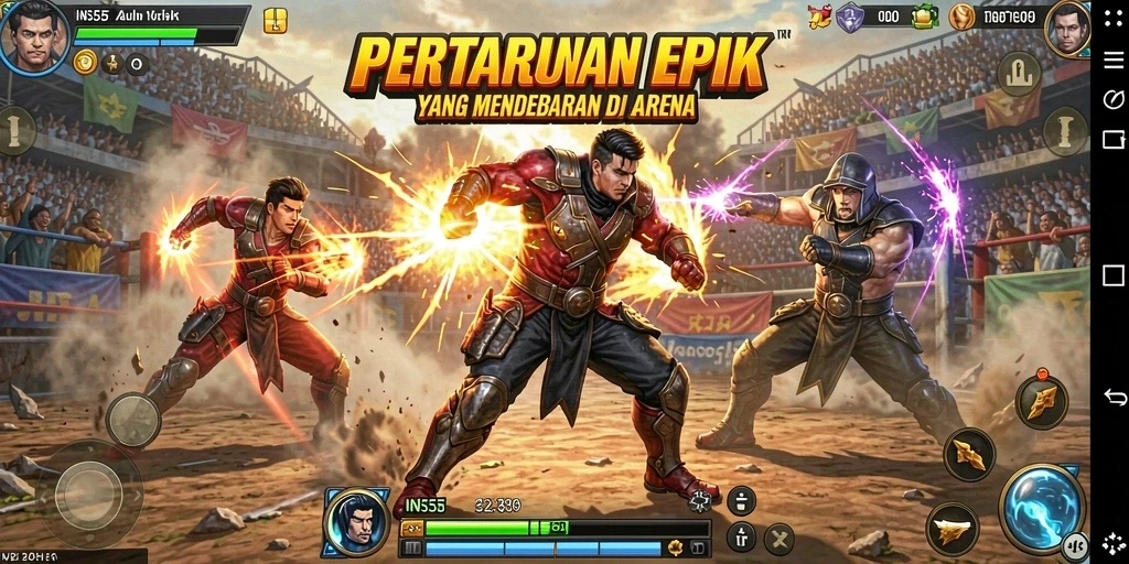 Tampilan gameplay INS55 yang memukau saat pertarungan berlangsung.