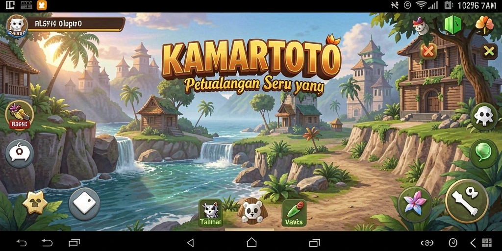 Tangkapan layar utama KAMARTOTO menampilkan gameplay petualangan yang mendebarkan.