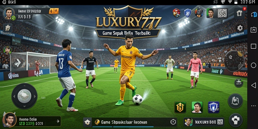 Screenshot gameplay <strong>LUXURY777</strong> menampilkan aksi seru di lapangan sepak bola.