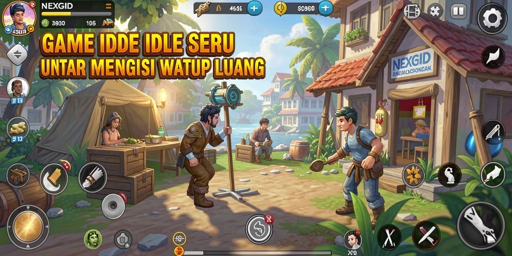 Screenshot gameplay NEXGID menampilkan aksi karakter dalam permainan Idle.