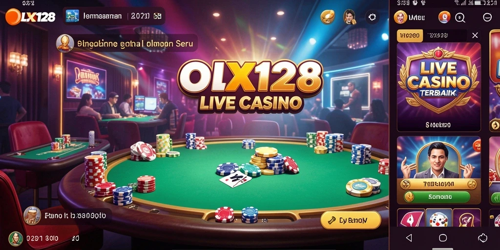 Tangkapan layar utama OLX128 menampilkan dealer langsung di meja permainan.