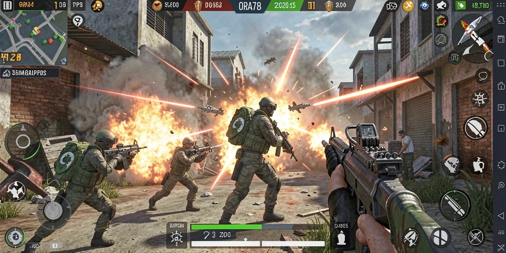Screenshot gameplay ORA78 menampilkan aksi menegangkan dalam pertempuran TPS.
