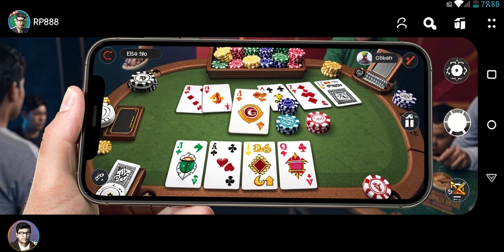 Tampilan gameplay RP888 yang menarik saat bermain Gaple dengan teman.