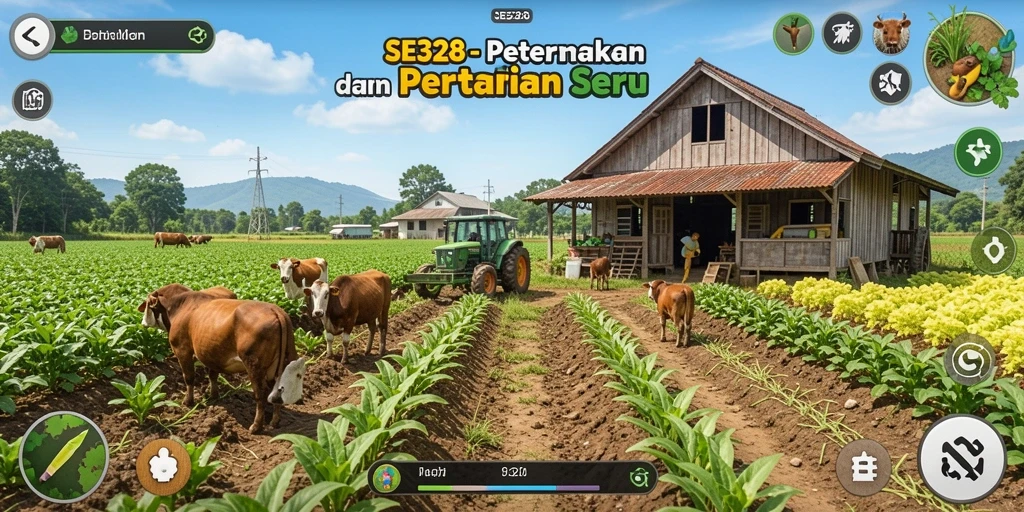 Tampilan gameplay SE328 menampilkan aktivitas bertani yang seru dan menantang.