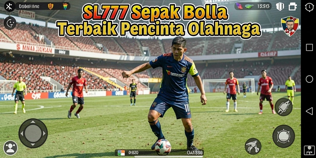 Screenshot gameplay SL777 menampilkan aksi pertandingan sepak bola yang mendebarkan.