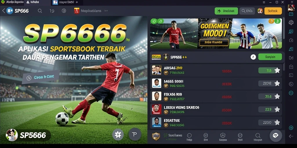 Tampilan aplikasi SP666 dengan antarmuka sportsbook yang menarik.