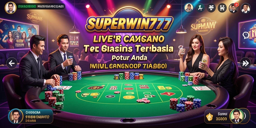 Screenshot SUPERWIN777 menampilkan dealer profesional dan atmosfer kasino langsung yang menakjubkan.