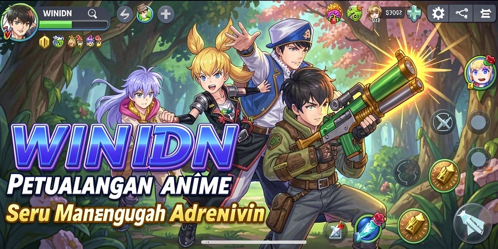 Tampilan gameplay WINIDN dengan berbagai karakter anime yang menarik.