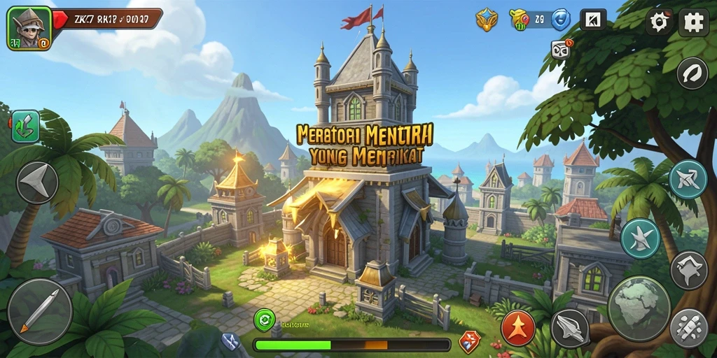 Tampilan gameplay ZK7 yang menarik dan strategi menara yang menantang.